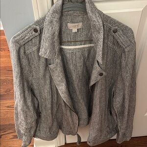 LOFT Gray Knit Blazer with Notch Lapels